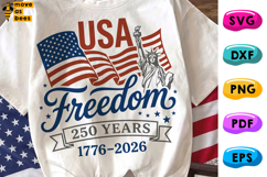 USA Freedom SVG, PNG, America 250 Years, 1776-2026, July 4th Product Image 1
