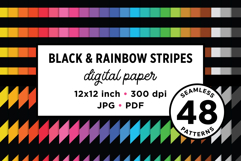 Black Rainbow Seamless Stripes Patterns Product Image 1
