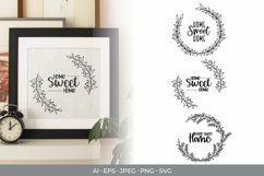 Lovely Home Sweet Home Text in a Circle Wreath SVG Product Image 1