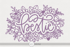 Floral Bestie SVG | Hand Lettered Word Art Product Image 1