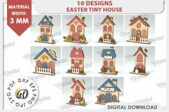 Wooden Easter Houses LaserCut Bundle. Easter Tiny Houses SVG Product Image 2