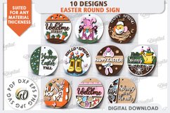 Easter Round Signs Laser Cut Bundle. Spring Round Signs SVG Product Image 1