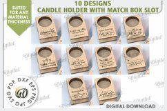 Wooden Candle Holders with Match Box Slot Laser Cut Bundle Product Image 2