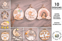 Baby Name Signs With Birth Stats Bundle lasercut. Baby SVG Product Image 1