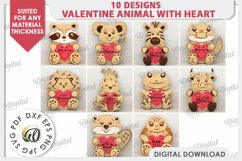 Valentine Animals with Heart Laser Cut Bundle. Cute Animals Product Image 2