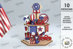 4th of July Tiered Tray Decor Lasercut. Home Decor SVG Product Image 1