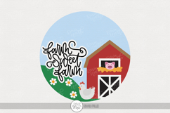 Farm Sweet Farm SVG | Cute Barnyard Door Hanger Design Product Image 1