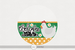 Welcome We’re All Cooped Up SVG | Funny Chicken Door Hanger Product Image 1
