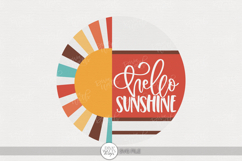 Hello Sunshine SVG | Retro Sunburst Summer Door Hanger Product Image 1
