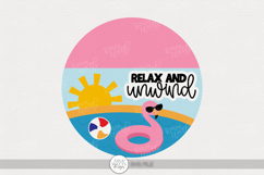 Relax and Unwind SVG | Flamingo Beach Door Hanger Design Product Image 1