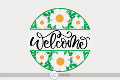 Welcome SVG | White Daisy Floral Door Sign Design Product Image 1