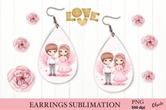 Love Angels Sublimation PNG. Teardrop Earring PNG Product Image 1