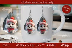 Christmas teardrop earrings sublimation Christmas Cat png Product Image 1