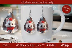 Christmas teardrop earrings sublimation Christmas Cat png Product Image 1