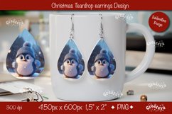 Christmas teardrop earrings sublimation Christmas Penguin Product Image 1