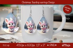 Christmas teardrop earrings sublimation Christmas Bunny Product Image 1