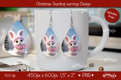 Christmas teardrop earrings sublimation Christmas Bunny Product Image 1