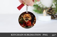 Christmas Dog Keychain PNG. Spitz Sublimation PNG Product Image 1