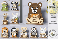 Animal Stand Decors Bundle Laser Cut. Home Decor SVG Product Image 1