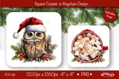 Christmas coaster Sublimation Square coaster design Owl Product Image 1