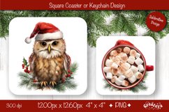 Christmas coaster Sublimation Square coaster design Owl Product Image 1