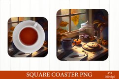 Fall Square Coaster PNG. Square Coaster Sublimation Product Image 1