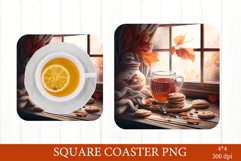 Autumn Square Coaster PNG. Cozy Autumn Sublimation Product Image 1
