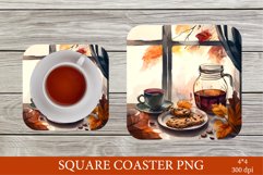 Autumn Square Coaster. Cozy Fall Coaster Sublimation Product Image 1