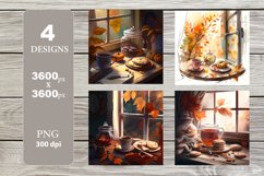 Fall Tea Scene PNG. Autumn Digital Paper PNG. Product Image 1