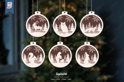 Christmas ornament SVG, animal ornaments, laser, glowforge Product Image 1