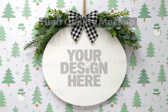 Christmas Round Wood Sign Mockup - Door Wood Sign Product Image 1