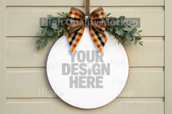 Fall-Halloween Round Wood Sign Mockup - Door Wood Sign Product Image 1