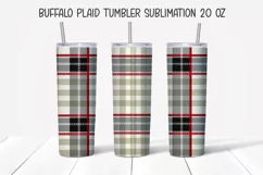 Buffalo plaid tumbler Sublimation. 20 oz, PNG. Product Image 1
