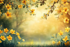 Yellow Flowers with Blur Background Wallpaper Product Image 1