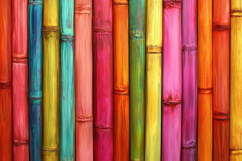 Colorful Bamboo Fence Background Wallpaper Product Image 1