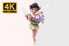 Fairy Holding with Flowers Transparent PNG Product Image 1