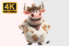 Fatty Cow Wearing a Cowboy Hat Transparent PNG Product Image 1