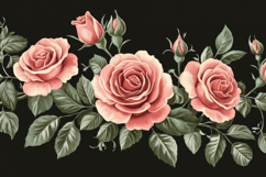 Pink Flowers With Dark Background Wallpaper Product Image 1