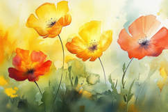 Watercolor Poppy Background Wallpaper Product Image 1