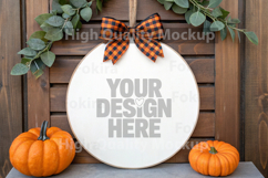 Fall-Halloween Round Wood Sign Mockup - Door Wood Sign Product Image 1