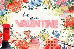 Be my Valentine isolated watercolor elements and patterns Product Image 1