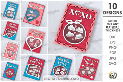 3D Valentine's Day Gifts Bundle Lasercut. Valentine Card SVG Product Image 1