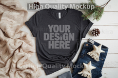 Christmas Black T-shirt mockup - Christmas Background Product Image 1