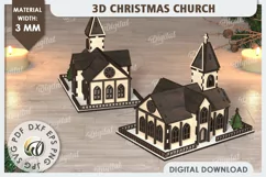 3D Christmas Church Laser Cut. Wooden Christmas Church SVG Product Image 2