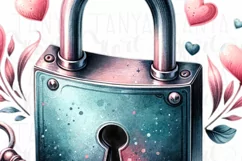 Lock and Key Love Retro PNG for Happy Valentines Day Product Image 4