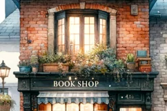Vintage Bookstore Scene, Miniature Shop Illustrations Product Image 4