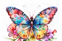 Watercolor Butterfly and Flower PNG Designs Instant Digital Product Image 4