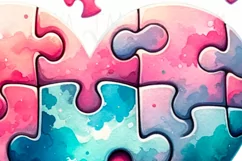 Watercolor Valentine, Heart Puzzle, Digital Download Product Image 4
