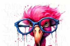 Flamingo Glasses Sublimation Design-Pink Flamingo Watercolor Product Image 4