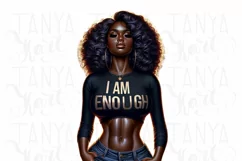 I Am Enough, Digital Wall Art, Stickers, Black Woman Pngs Product Image 4